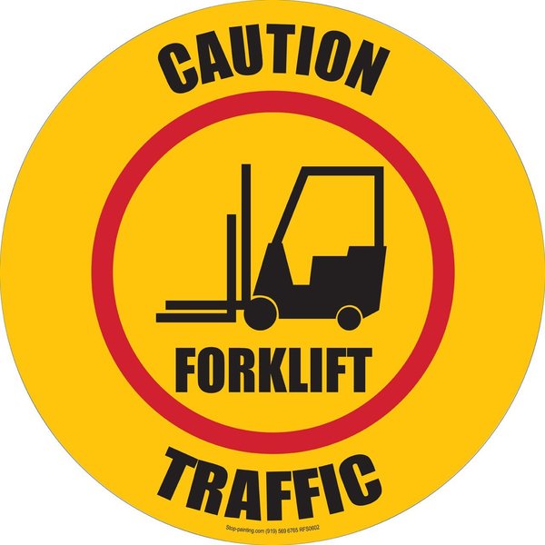 Superior Mark Floor Sign, Rubber, Caution Forklift Traffic, 17.5in RFS0602
